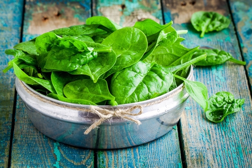 raw spinach in bowl